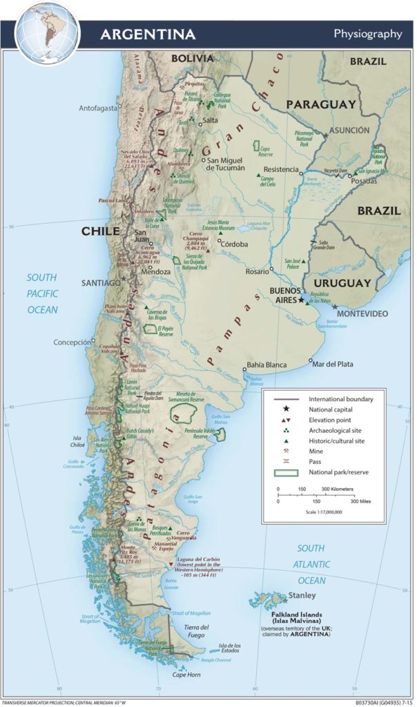 Physiography Map of Argentina preview