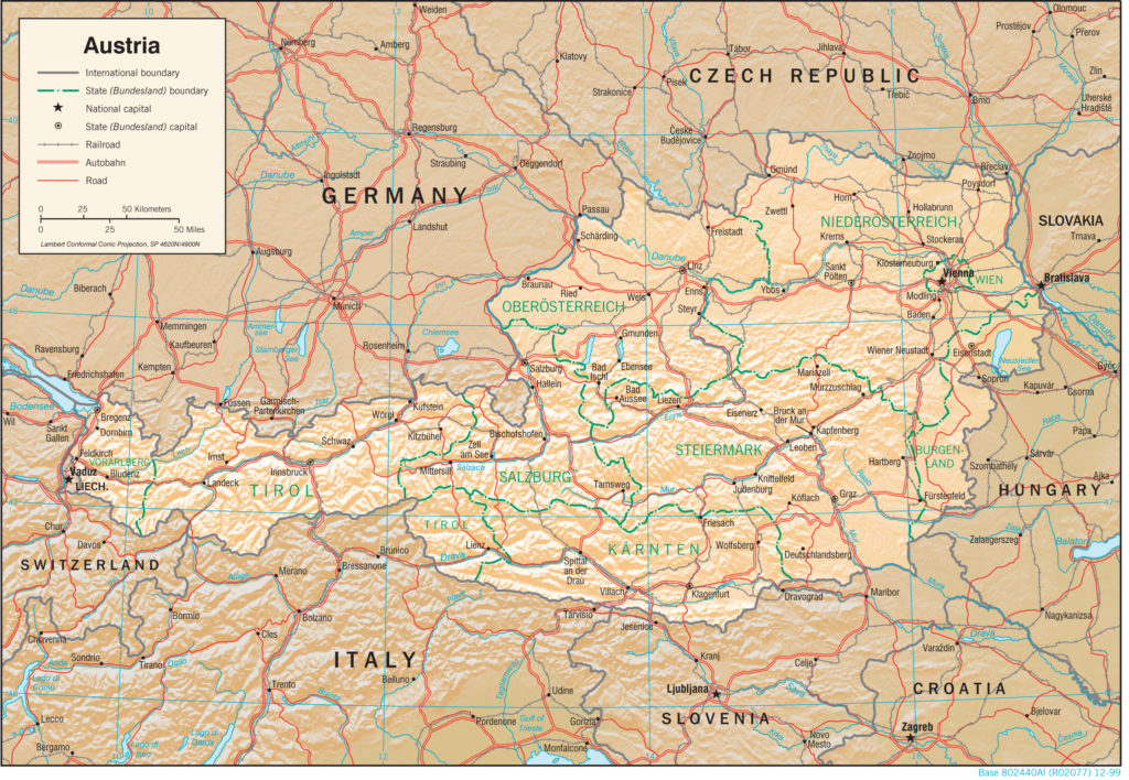 Physiography Map of Austria preview