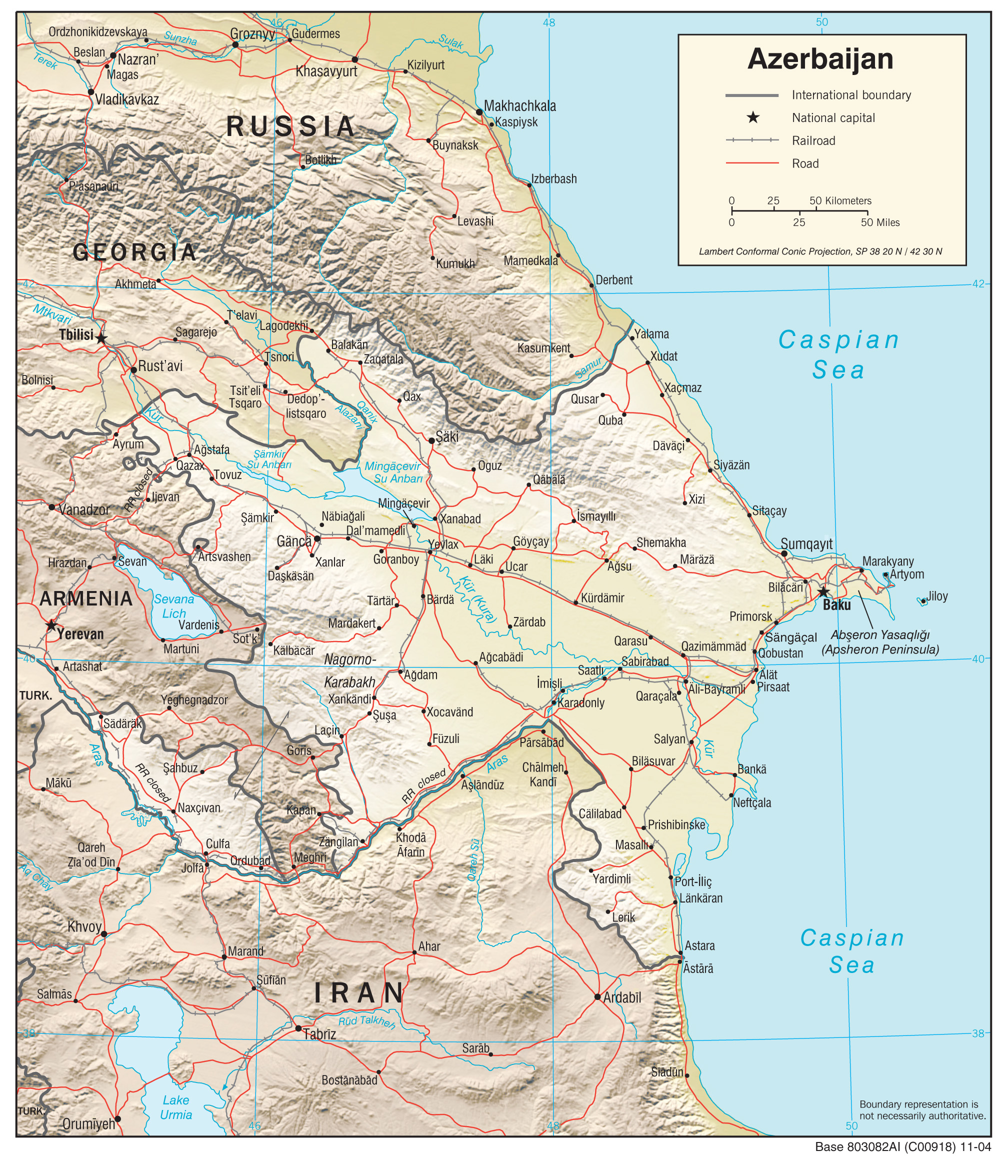 Physiography Map of Azerbaijan preview