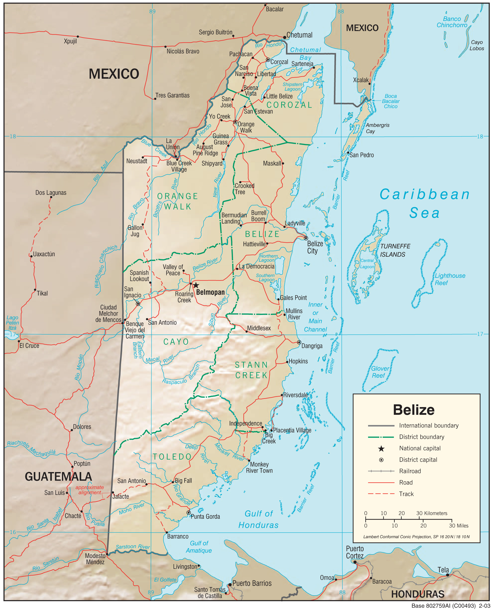 Physiography Map of Belize preview