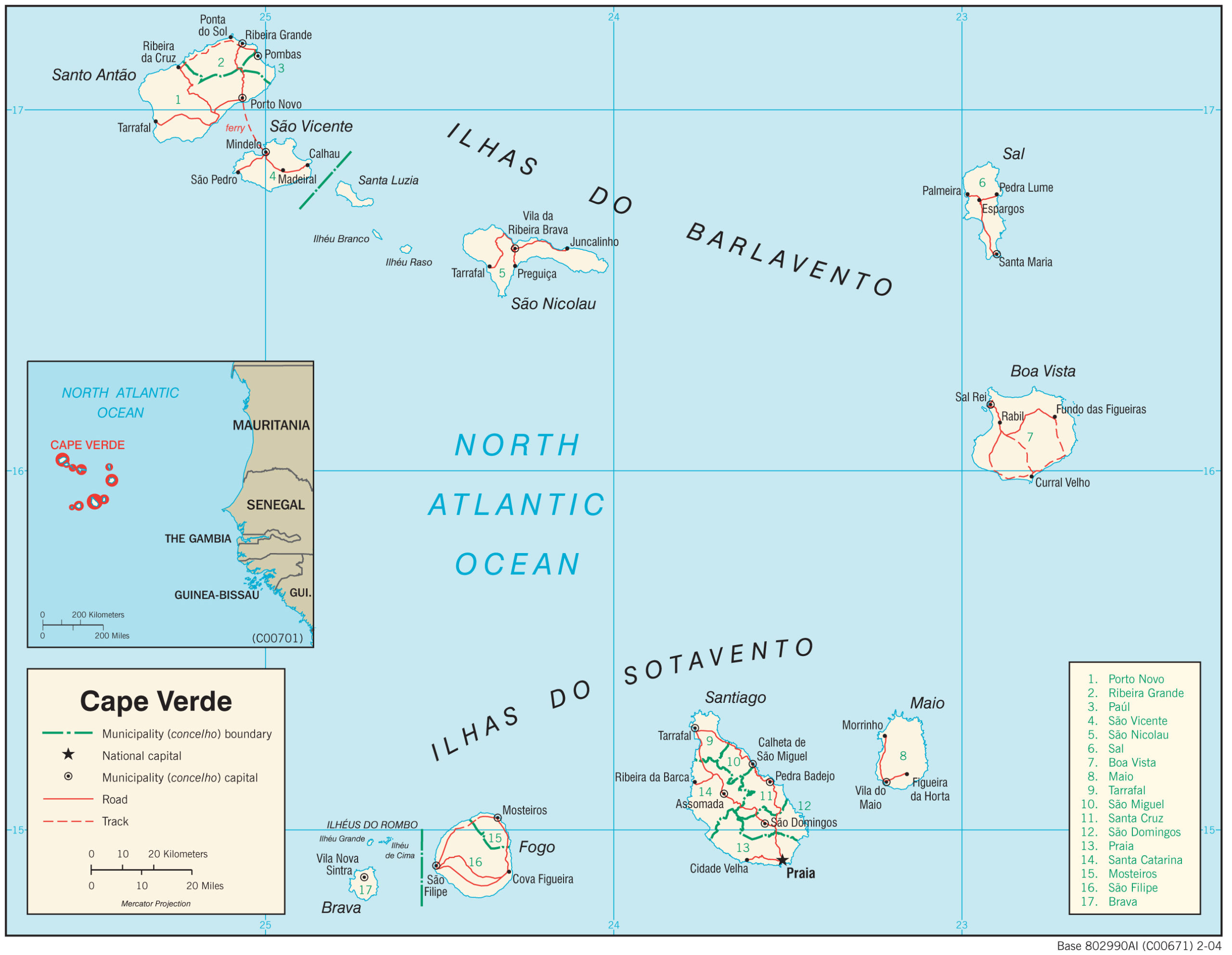 Transportation Map of Cape Verde preview