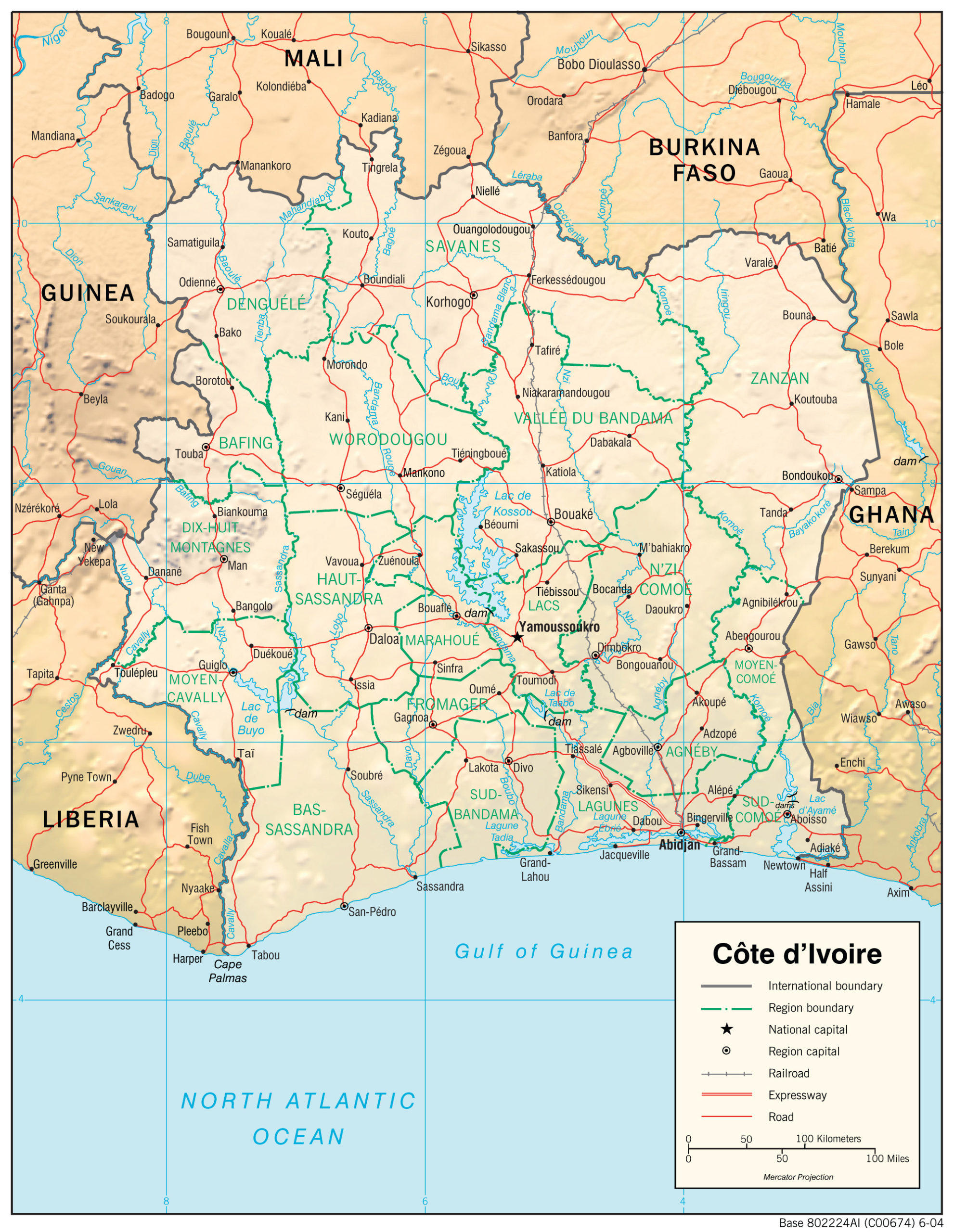 Physiography Map of Cote d’Ivoire preview