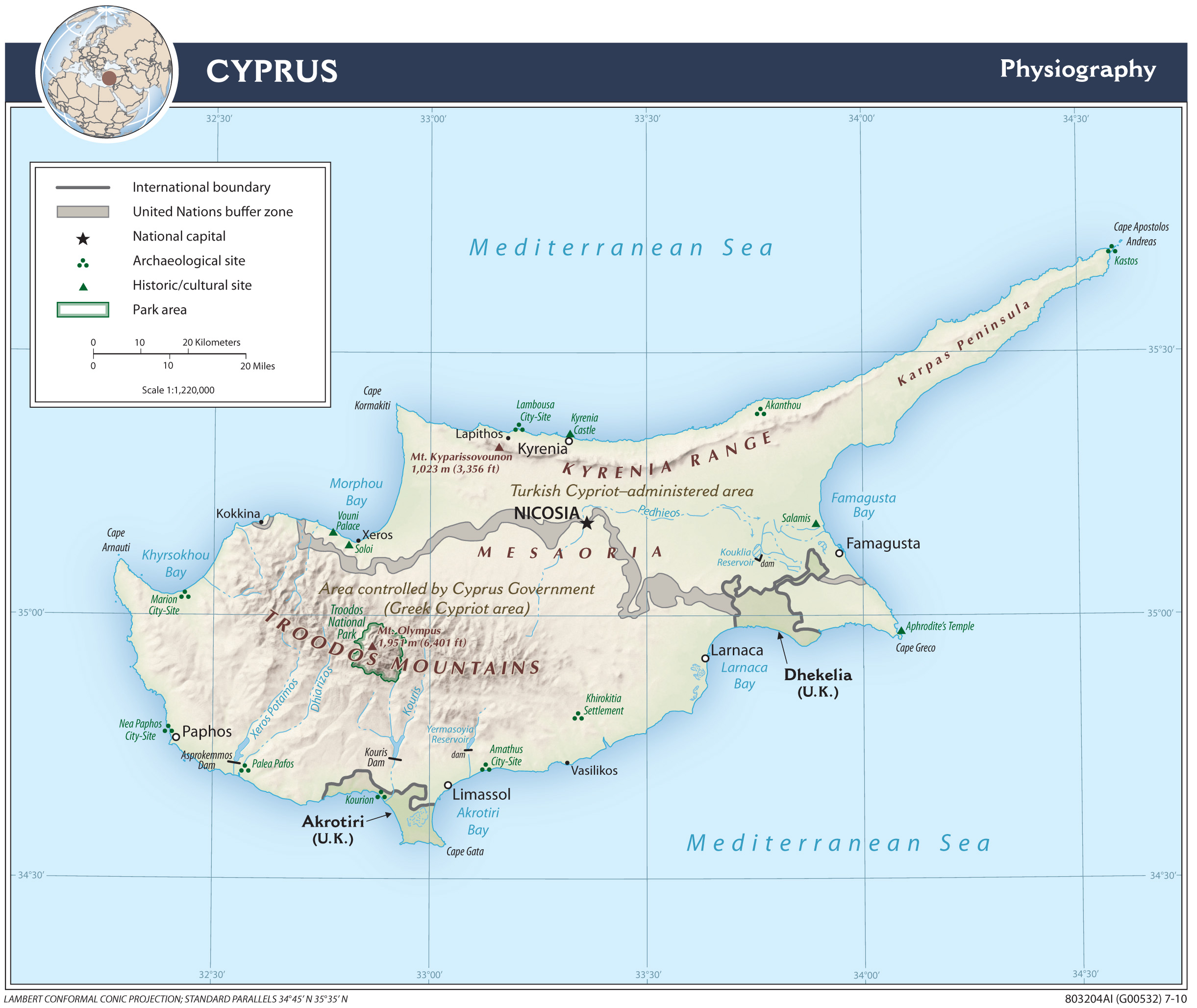 Physiography Map of Cyprus preview