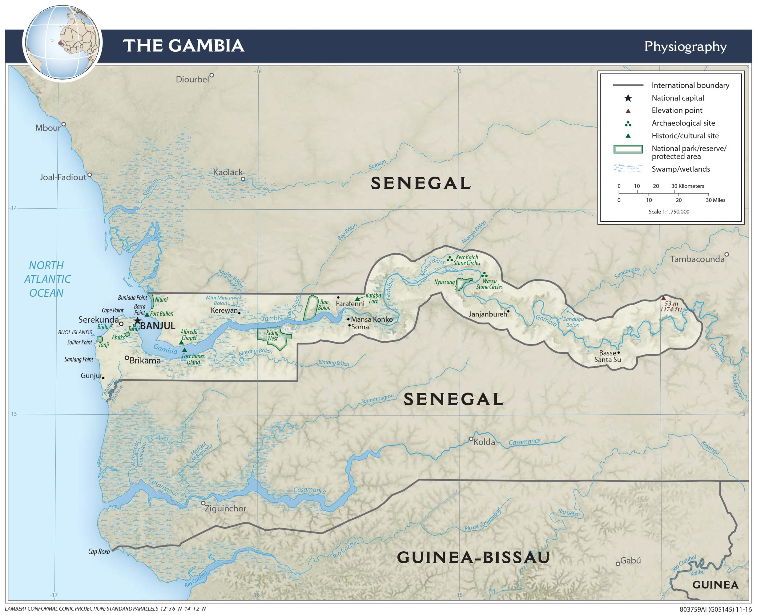 Physiography Map of Gambia preview