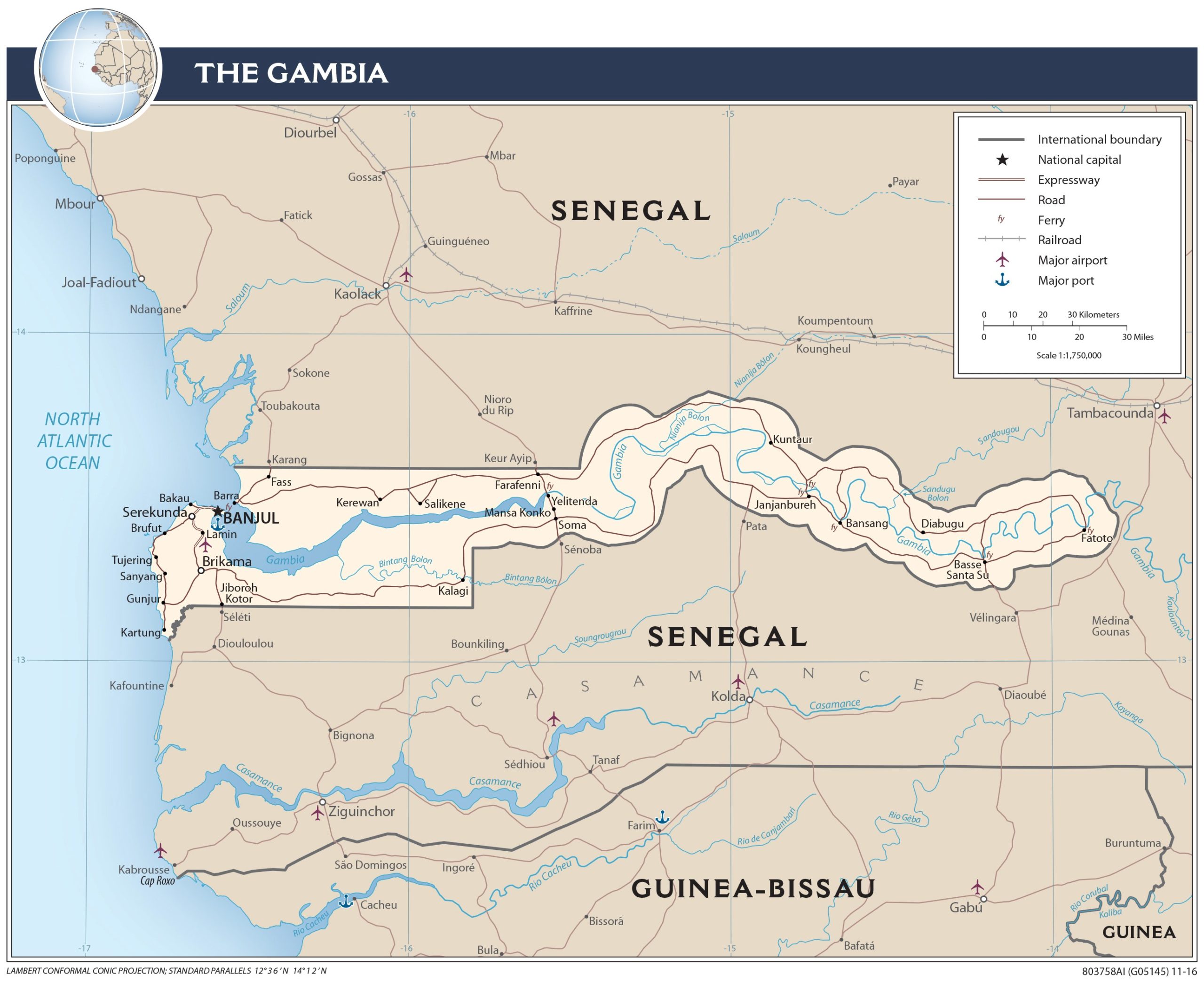 Transportation Map of Gambia preview