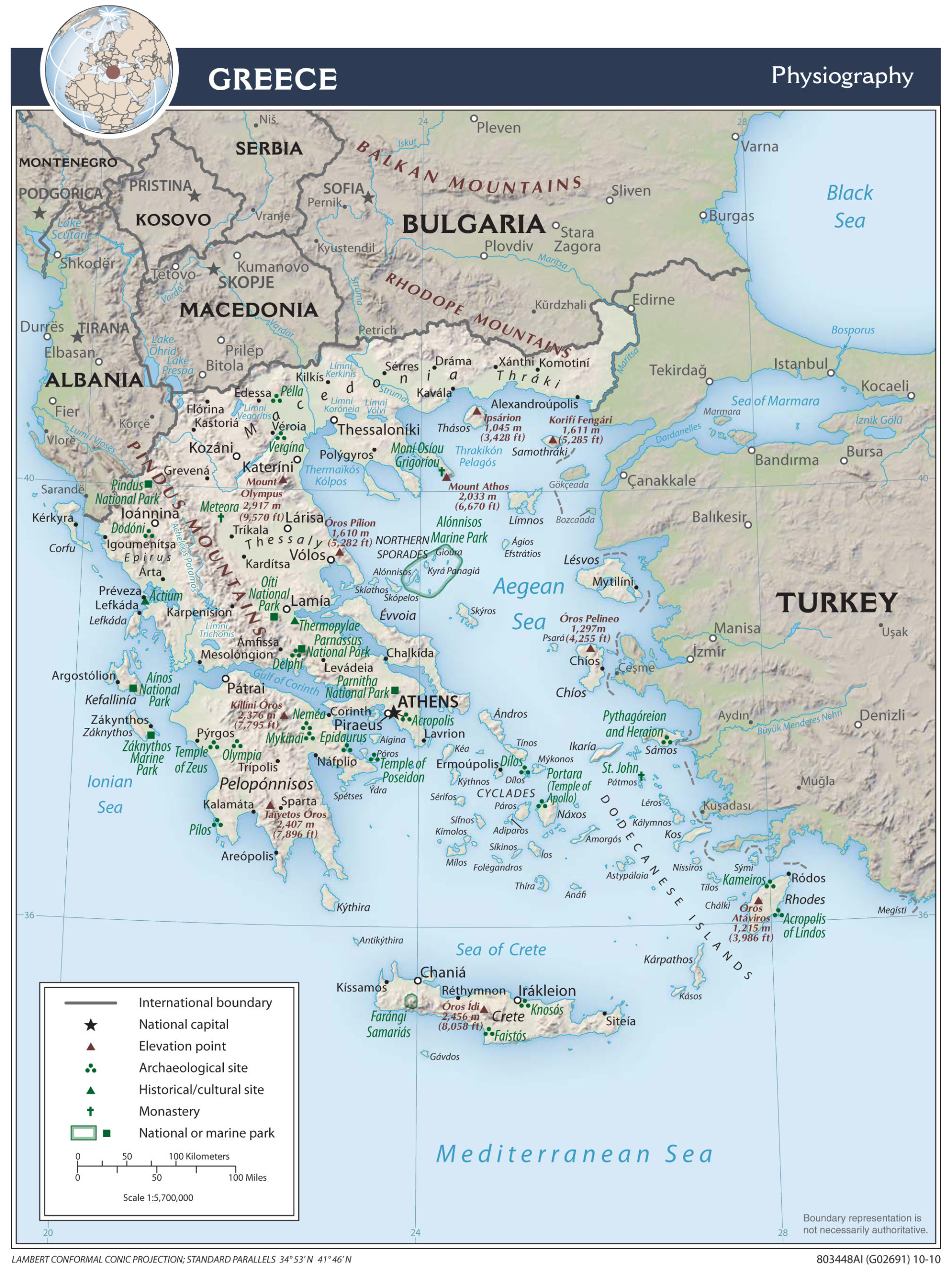 Physiography Map of Greece preview