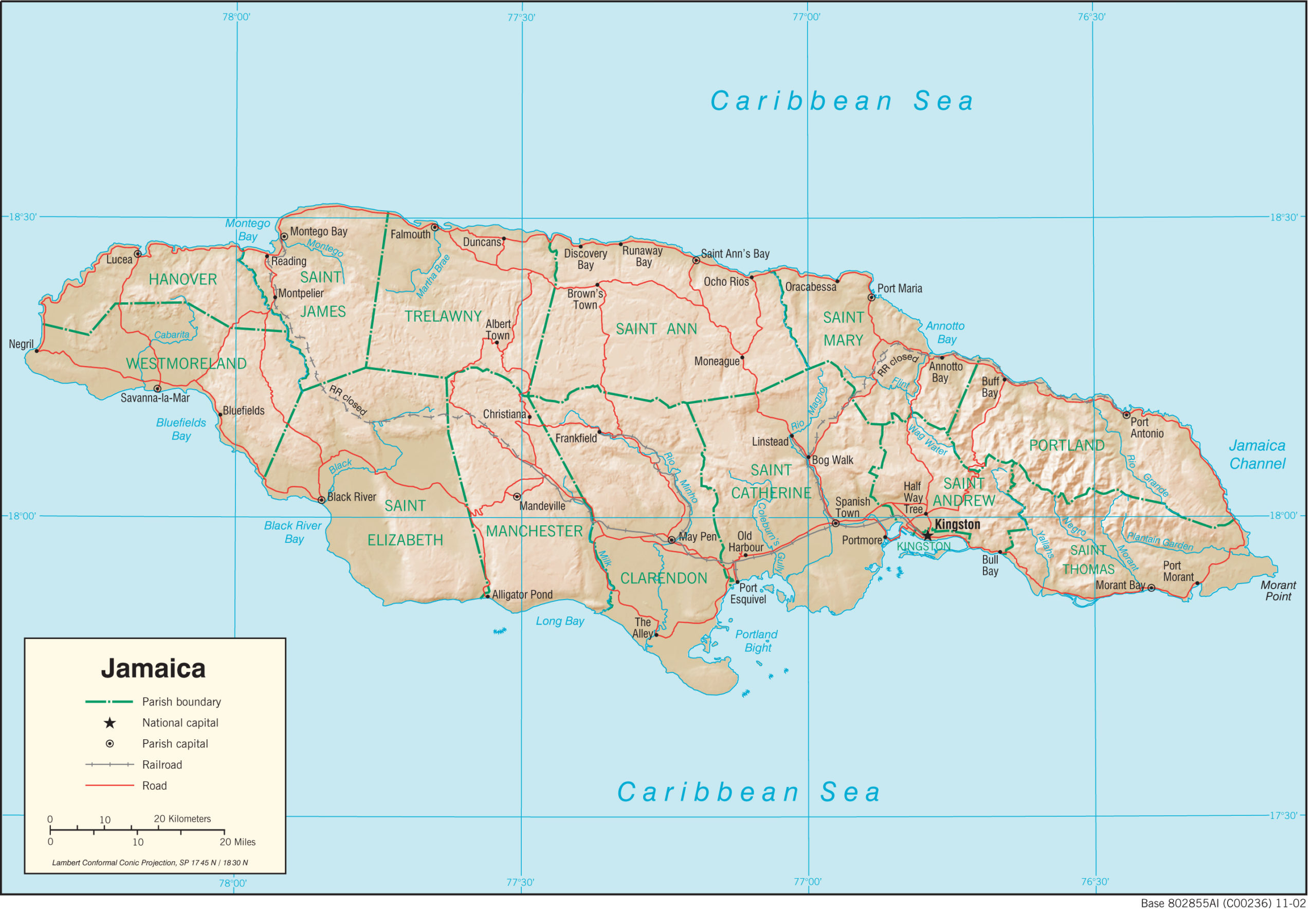 Physiography Map of Jamaica preview