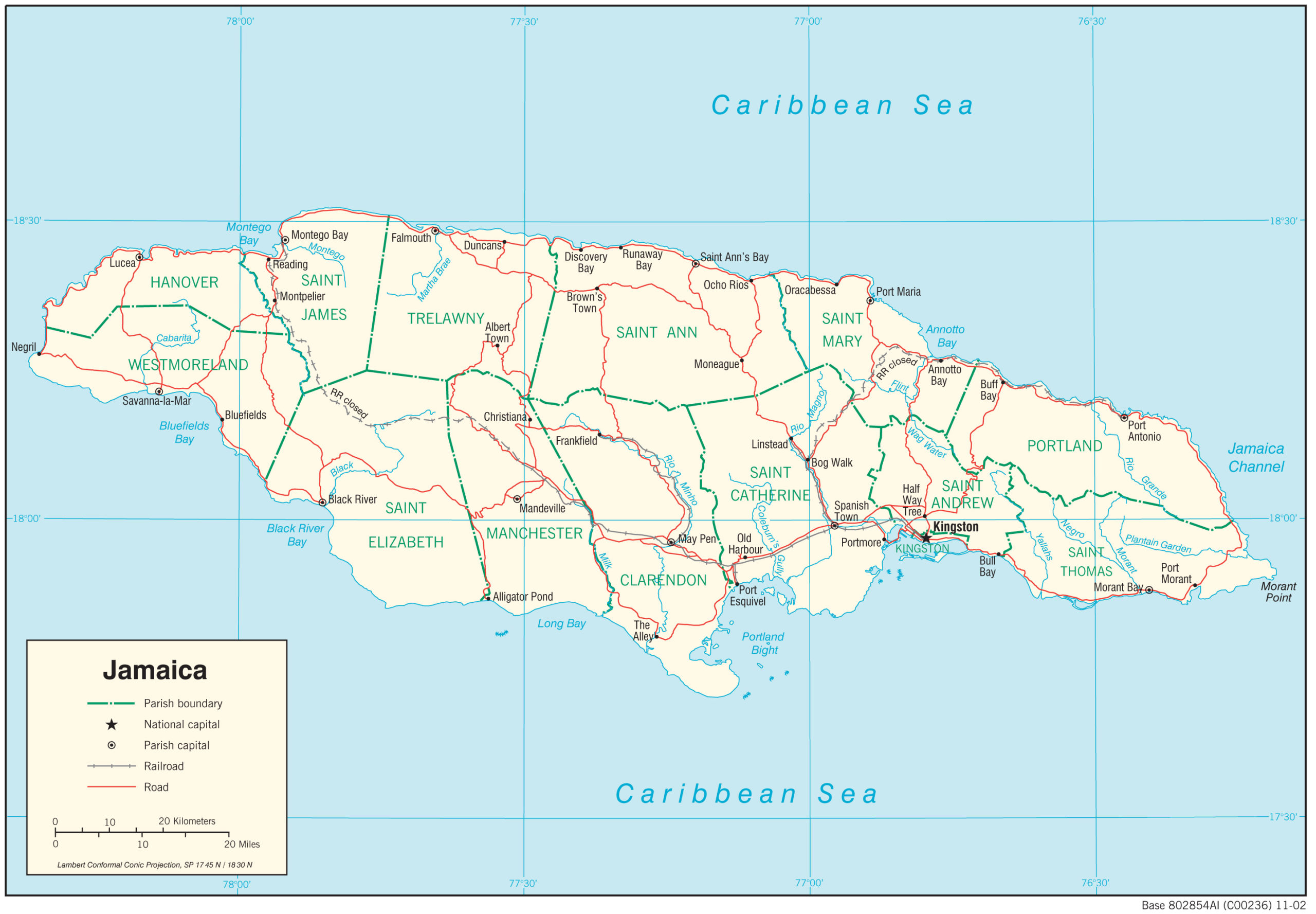 Transportation Map of Jamaica preview