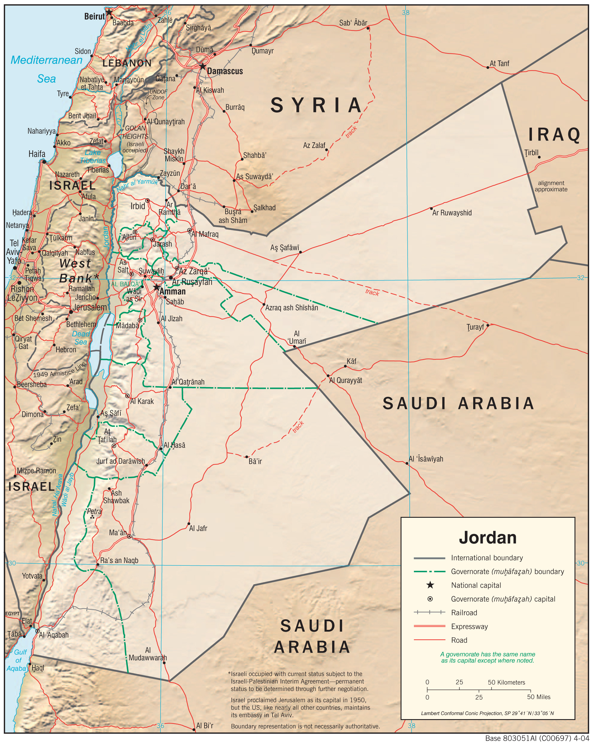 Physiography Map of Jordan preview
