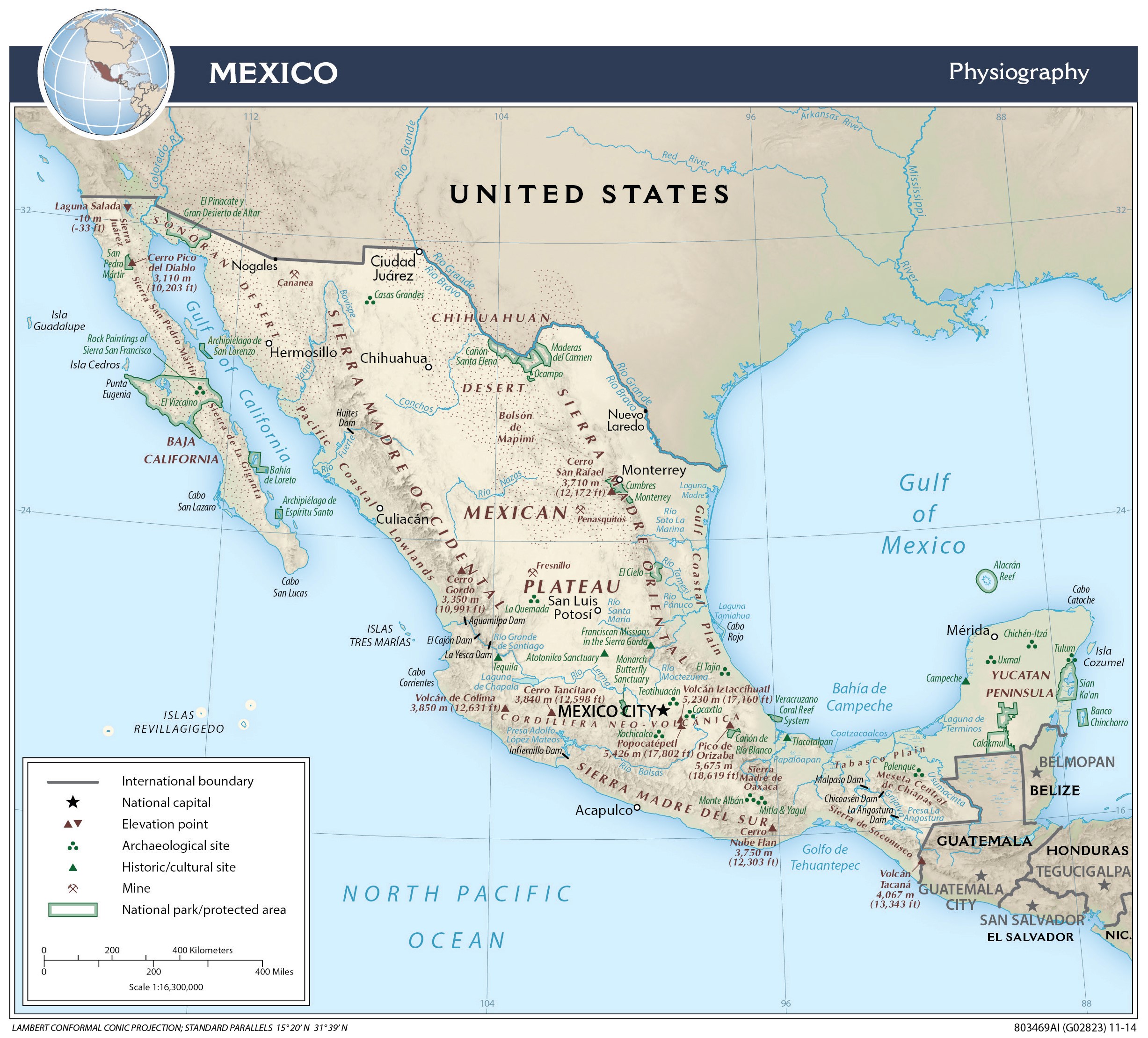 Physiography Map of Mexico preview