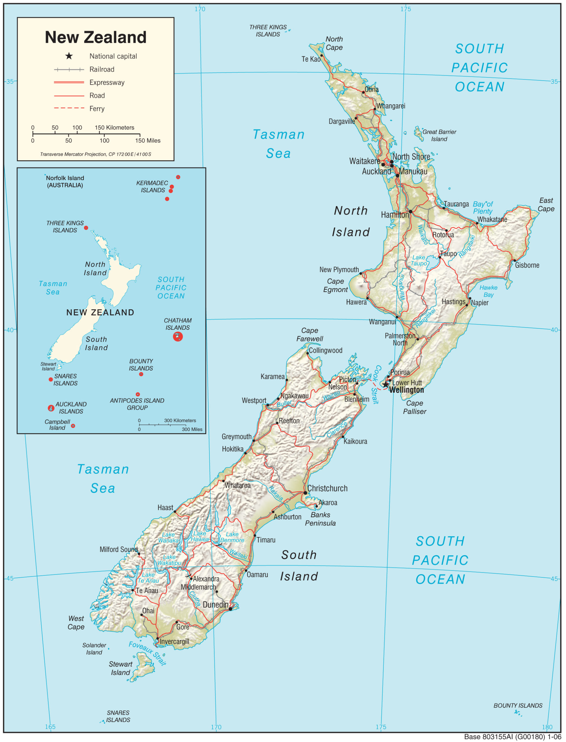 Geographic Map of New Zealand preview