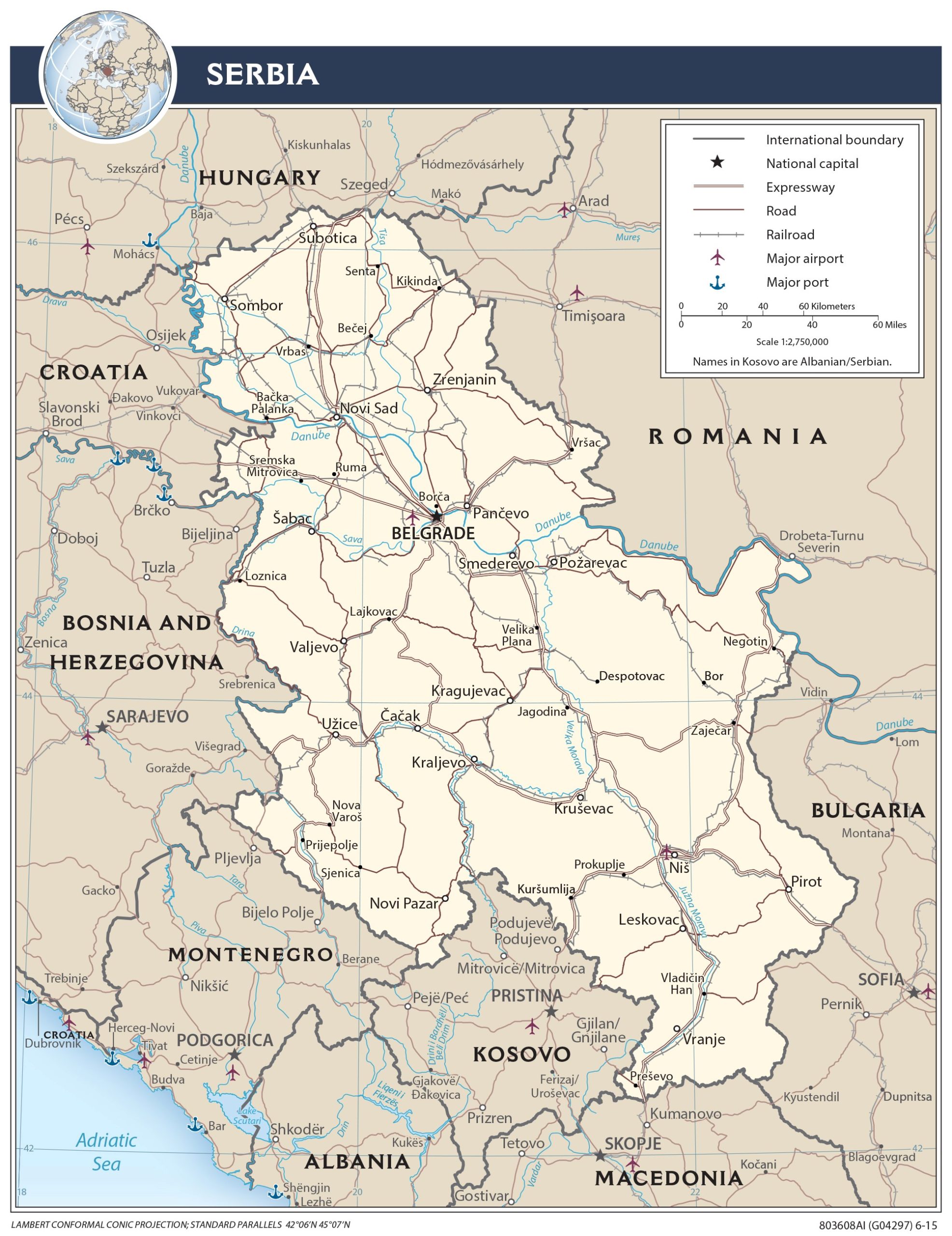 Transportation Map of Serbia preview
