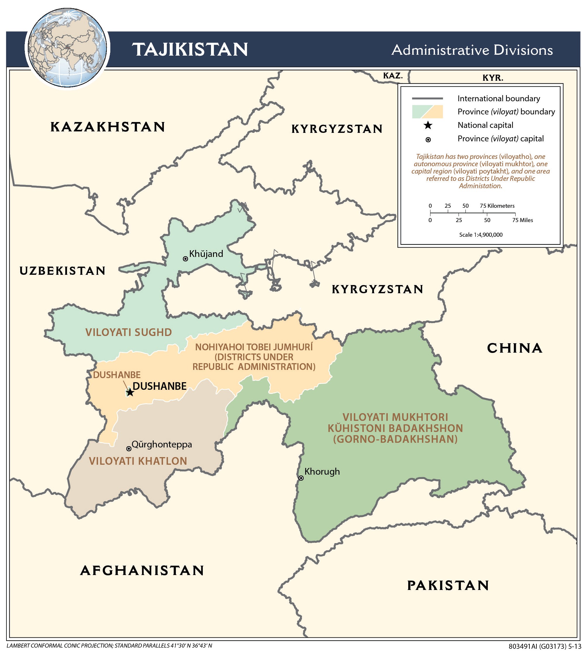 Regional Map of Tajikistan preview