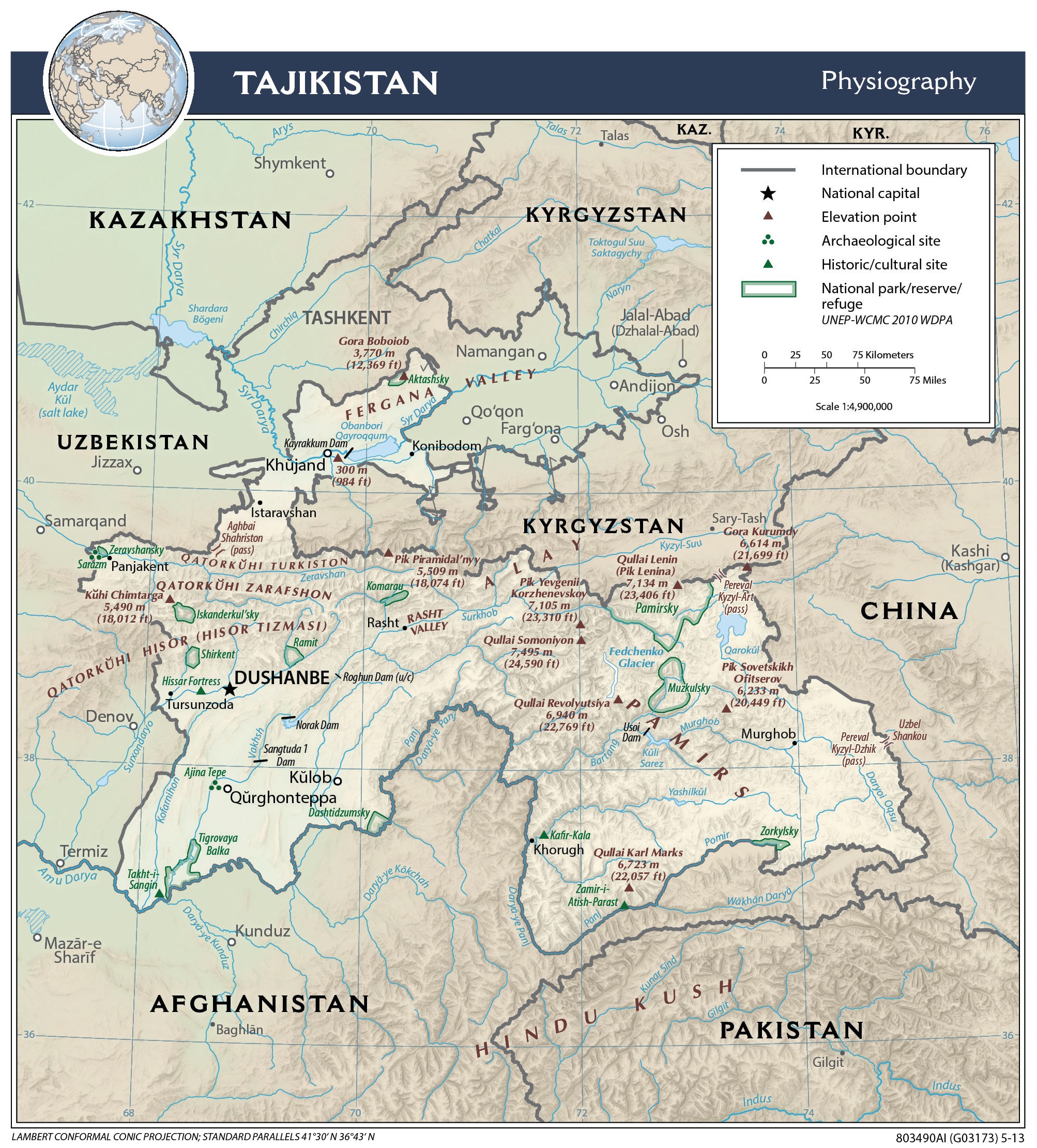 Geographic Map of Tajikistan preview