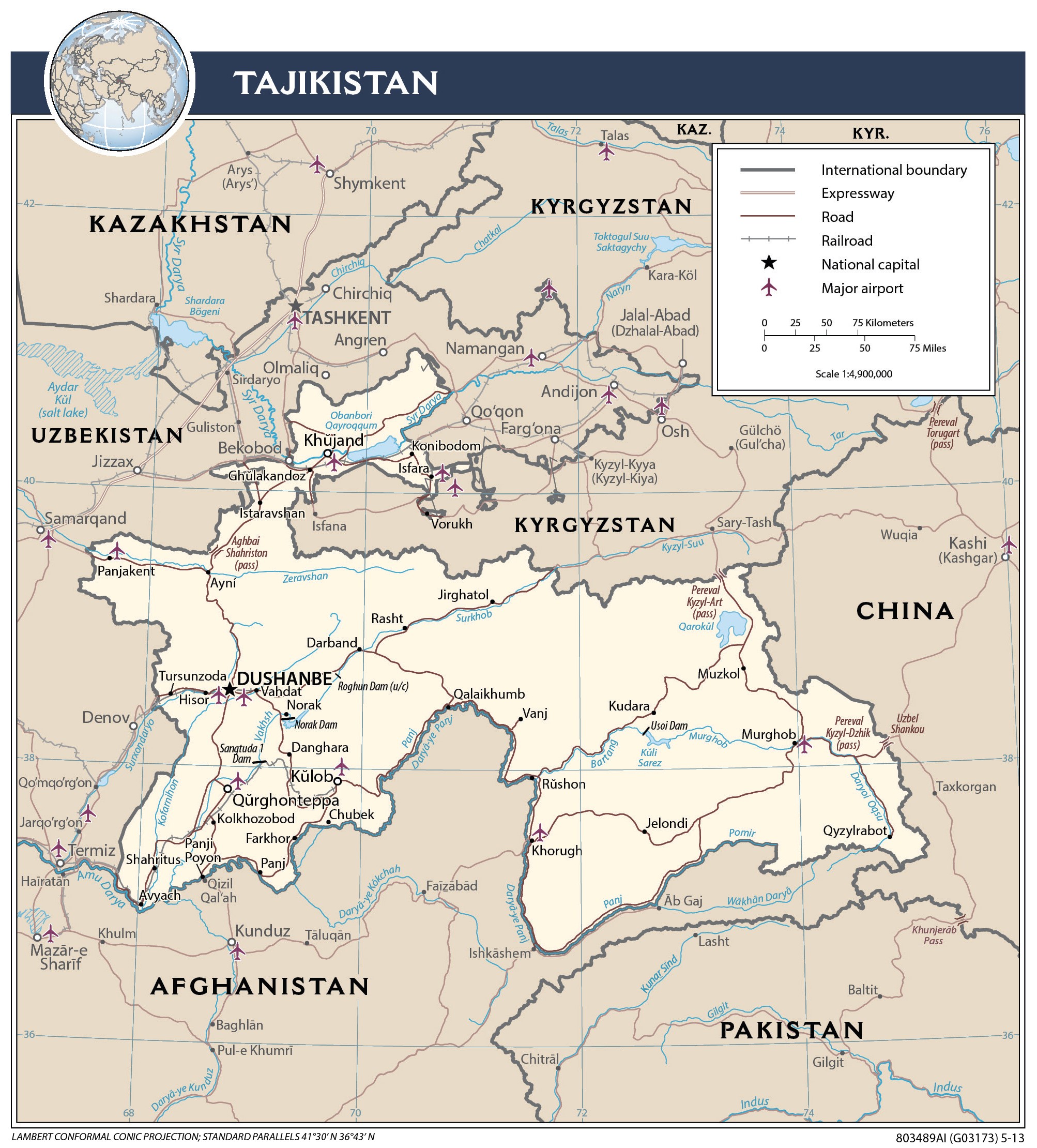 Transportation Map of Tajikistan preview