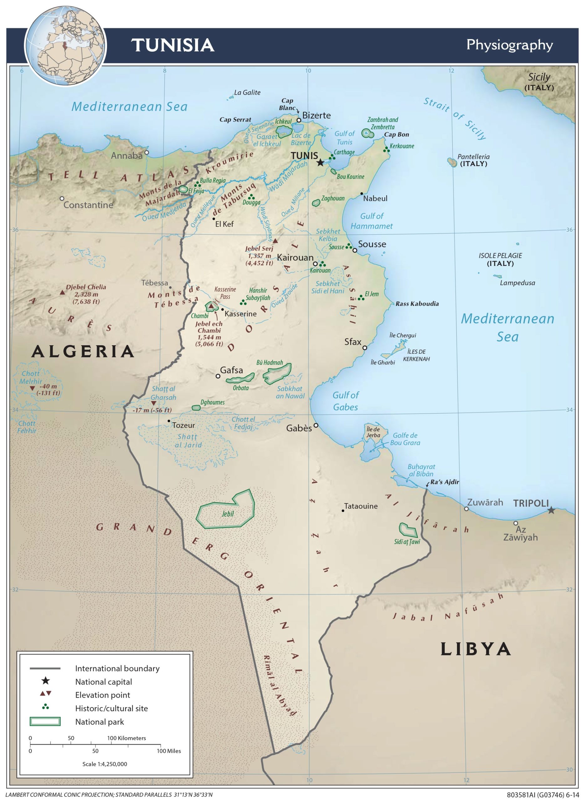 Geographic Map of Tunisia preview