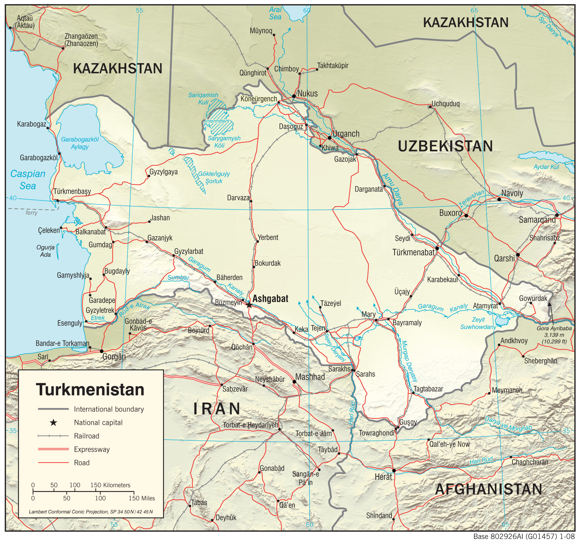 Geographic Map of Turkmenistan preview